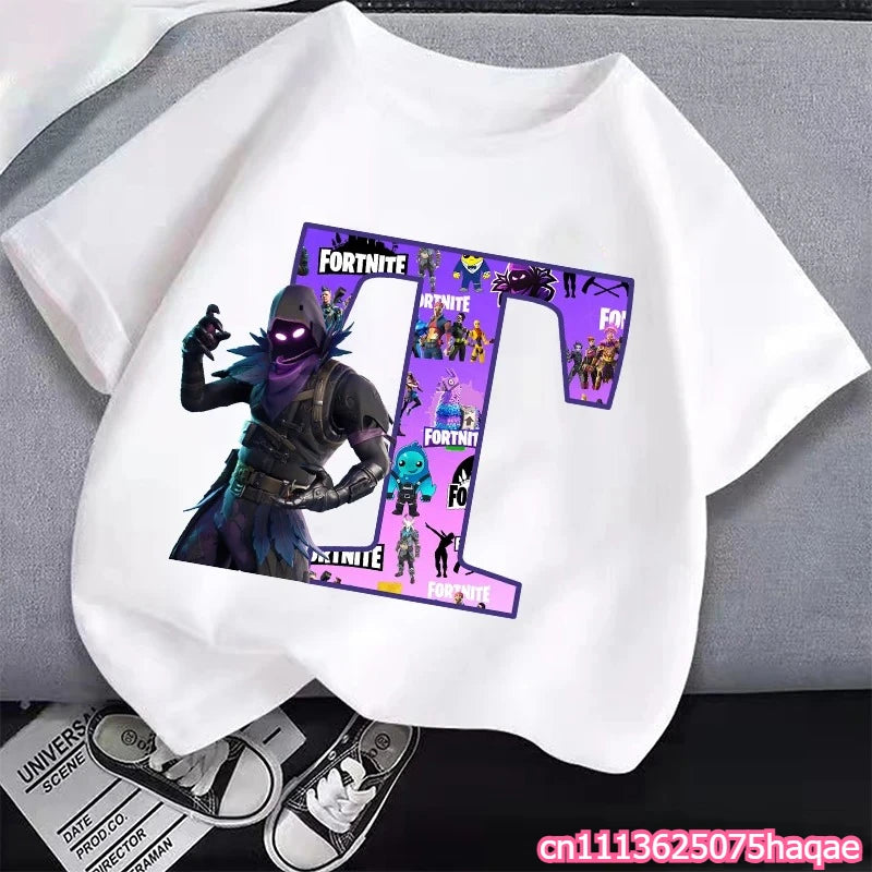 New Fortnites Kids T-shirts Cartoon Letter Graphic T-shirts Boys Girls Summer Casual Sports Short Sleeve Tops Children Clothing