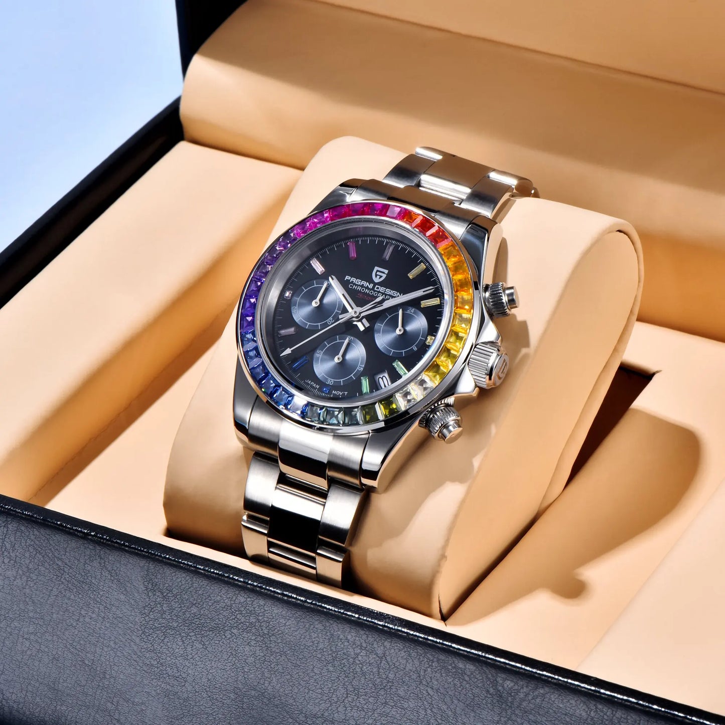 PAGANI DESIGN Men Exquisite Quartz Watch Luxury Choice VK63 Sapphire Mirror Stainless Steel Calendar Small Three-Pin Chronograph