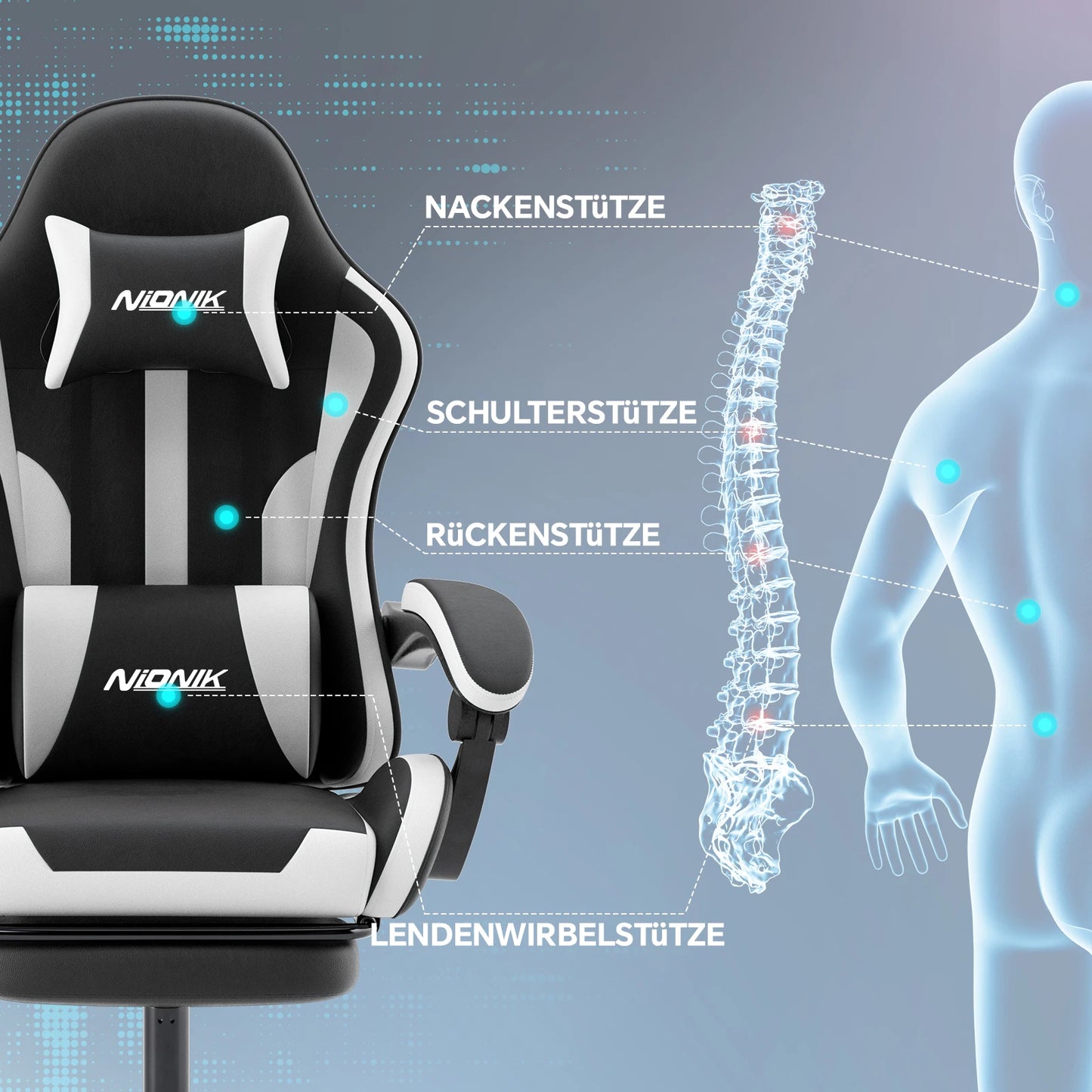 Ergonomic Gaming Chair with Headrest and Lumbar Support For Office Computer Living Room Computer Chair with Footrest