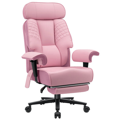 Executive Office Chair with Foot Rest and Waist Lumbar Support, Ergonomic Gaming Chair with Adjustable Height Headrest for Home