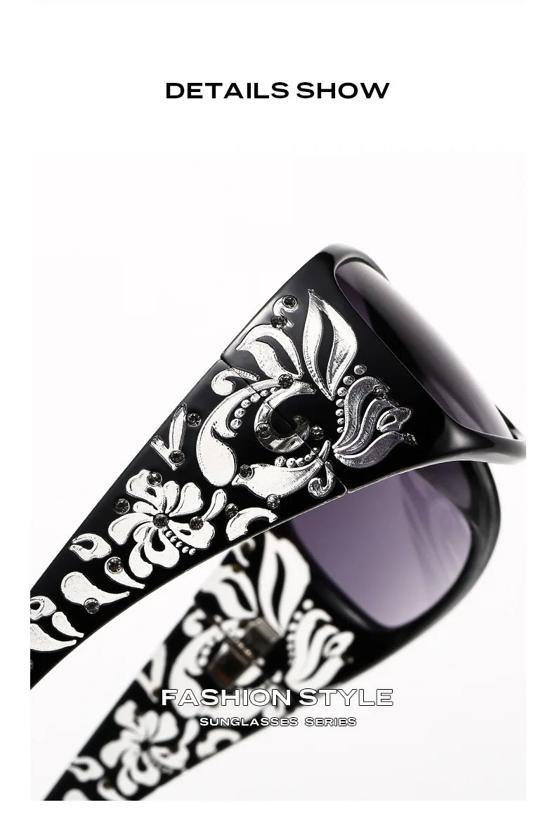 Fashion New Y2K Ladies Pattern Relief Square Small Frame Sunglasses Retro Style Elegant Summer Vacation Beach Glasses