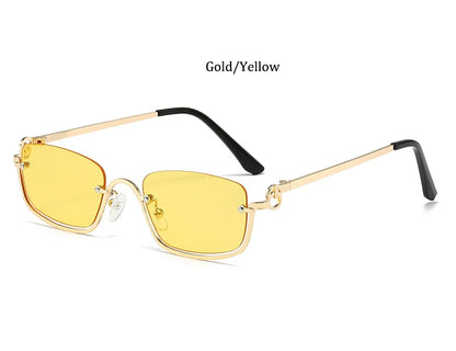 New retro metal small half frame sunglasses fashionable small square frame popular sunglasses brand designer sunglasses UV400