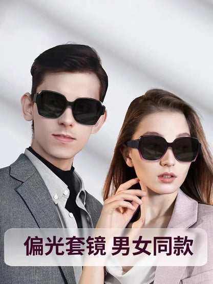 Fashion Round Polarized Sunglasses Cover Over Myopia Prescription Glasses Portable Men Women Vintage Fishing Driving Eyewear