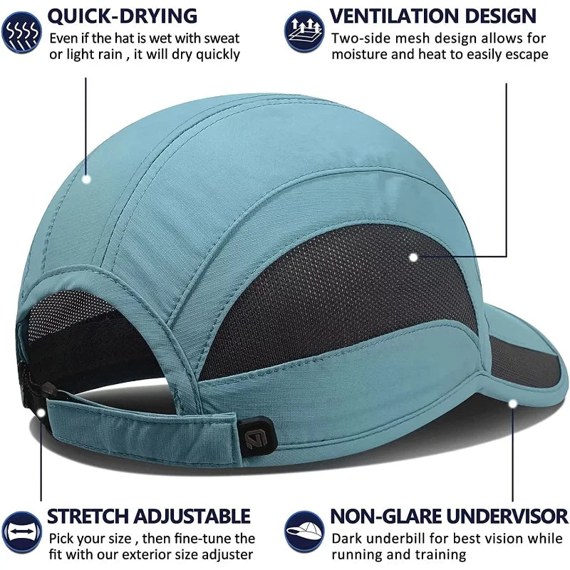 GADIEMKENSD Unisex Quick Dry Sports Cap - Running, Hiking, Golf - Sun Protective Outdoor Cap (Gorra Running, Boné Corrida）