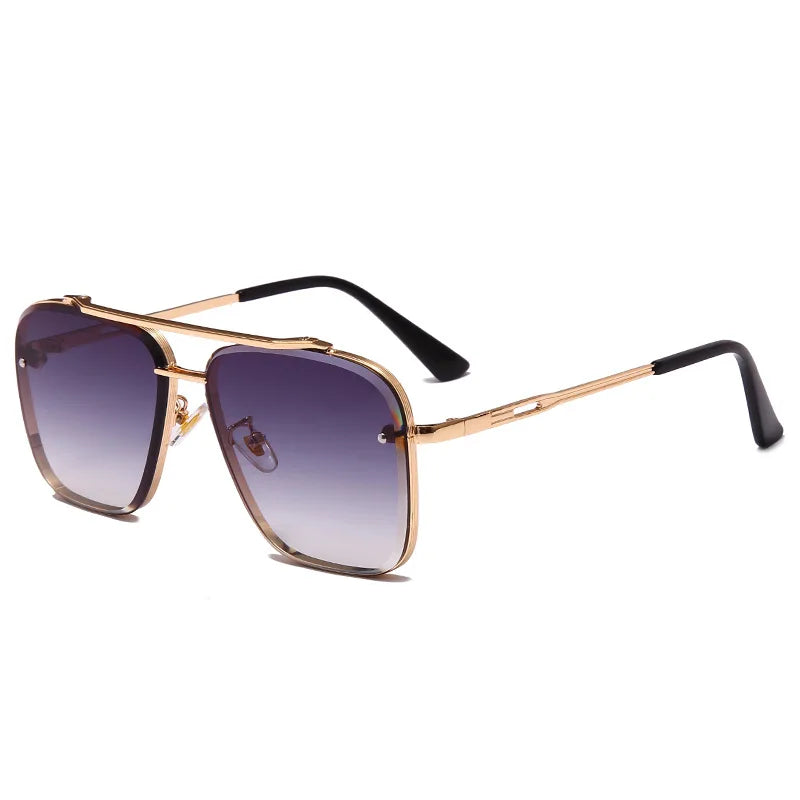 New Metal Square Gradient Sunglasses Fashionable Men Women Luxury Sunglasses Outdoor Sports Driving Fishing Goggles UV400