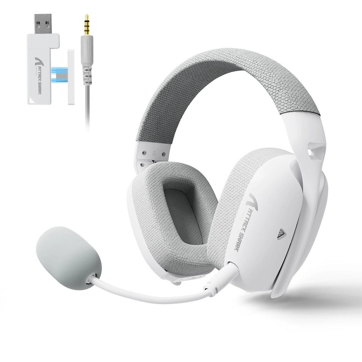 Casque de jeu sans fil ATTACK SHARK L80Pro, haut-parleurs de 40 mm, Bluetooth 5.3, 2,4 GHz, sortie audio 3,5 mm, microphone amovible, batterie de 300 mAh.