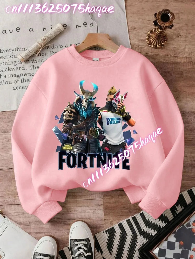 FORTNITED Children Long-sleeved Girls Streetwear Boys Baby Sweatshirt Pullover Sweatshirt Anime Fashion Kid Clothing Tops Gift