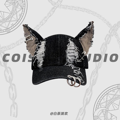Niche Y2k Personality Hoop Cowboy Hole Ladies Baseball Cap Three-dimensional Dog Ears Trend Hip Hop Adjustable Men Sports Hat