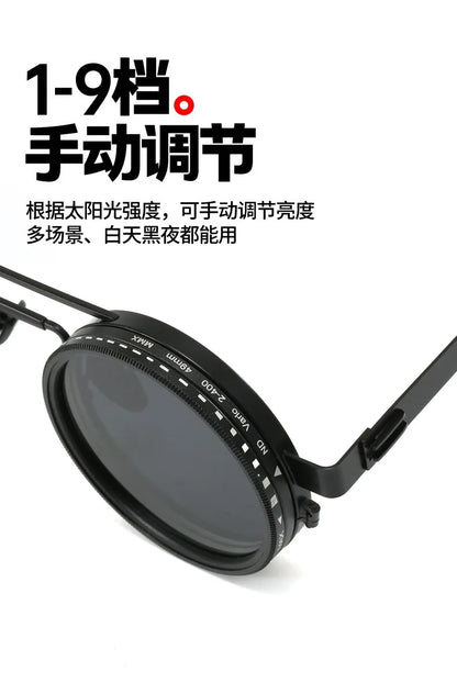 KLASSNUM Adjustable Sunglasses Men Nd Filter Glasses ND9 Speed Dimming Sun Glasses Round Polarized Fishing Driving Eyewear 2026
