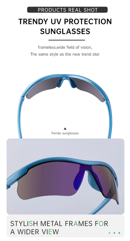 Sports Sunglasses Women Outdoor Cycling Goggle Men Fashion One-Piece Windproof Sunglass Male 2026 New Semi-Rimless Sun Glasses