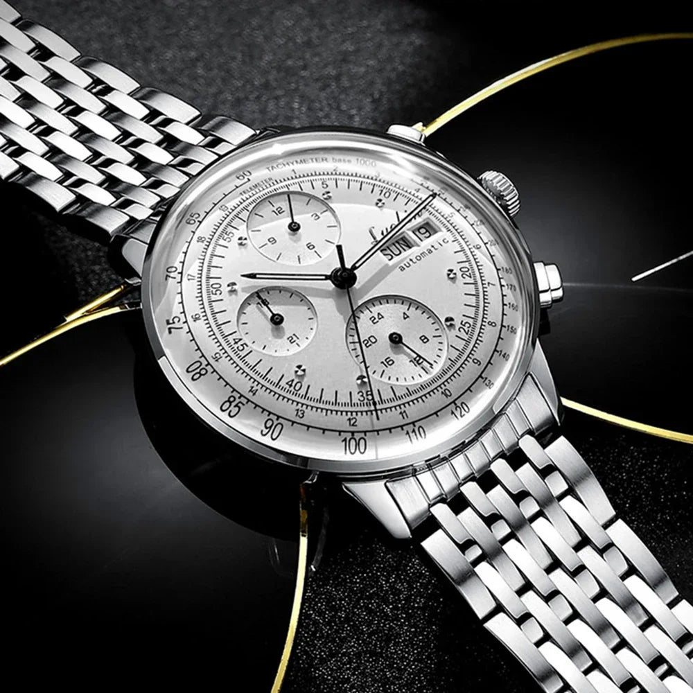Reloj de lujo para hombre, automático mecánico, de cuerda automática, para negocios, de acero inoxidable, luminoso, 2020