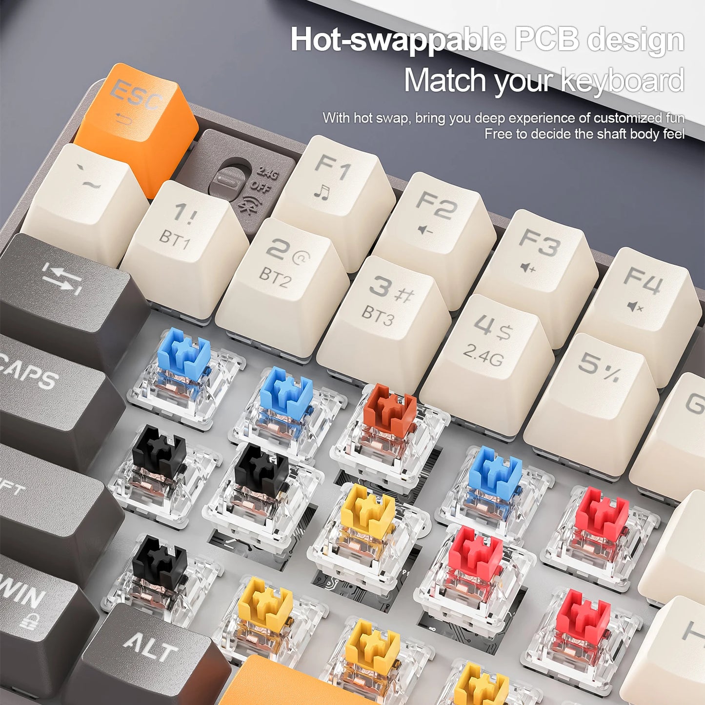 Teclado mecánico inalámbrico Bluetooth SMAILWOLF MK87 para gaming e-sports, teclas completas, hot-swap, teclado personalizable