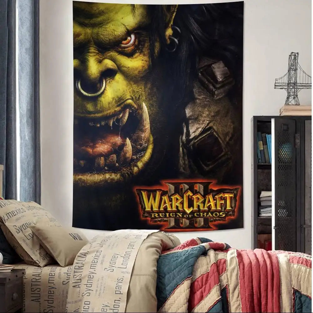 Μεγάλη επιτοίχια ταπισερί με εκτύπωση Hot Game World Of Warcraft, οικονομική χίπικη διακόσμηση τοίχου, μποέμ επιτοίχιες ταπισερί, μάνταλα για διακόσμηση σπιτιού