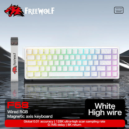 Teclado com interruptores magnéticos ATTACK SHARK X68HE com fios e FREEWOLF F68 com fios F68Pro sem fios para gaming profissional 8K Hz 0.01mm Rapid Trigger