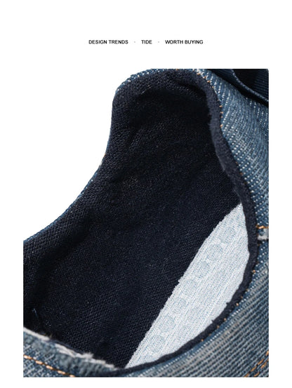 Personalized Spring and Autumn New Men's Shoes, Korean Style Fashionable Large Size Low-Top Casual Shoes, Denim Single Shoes, Versatile Sneakers
