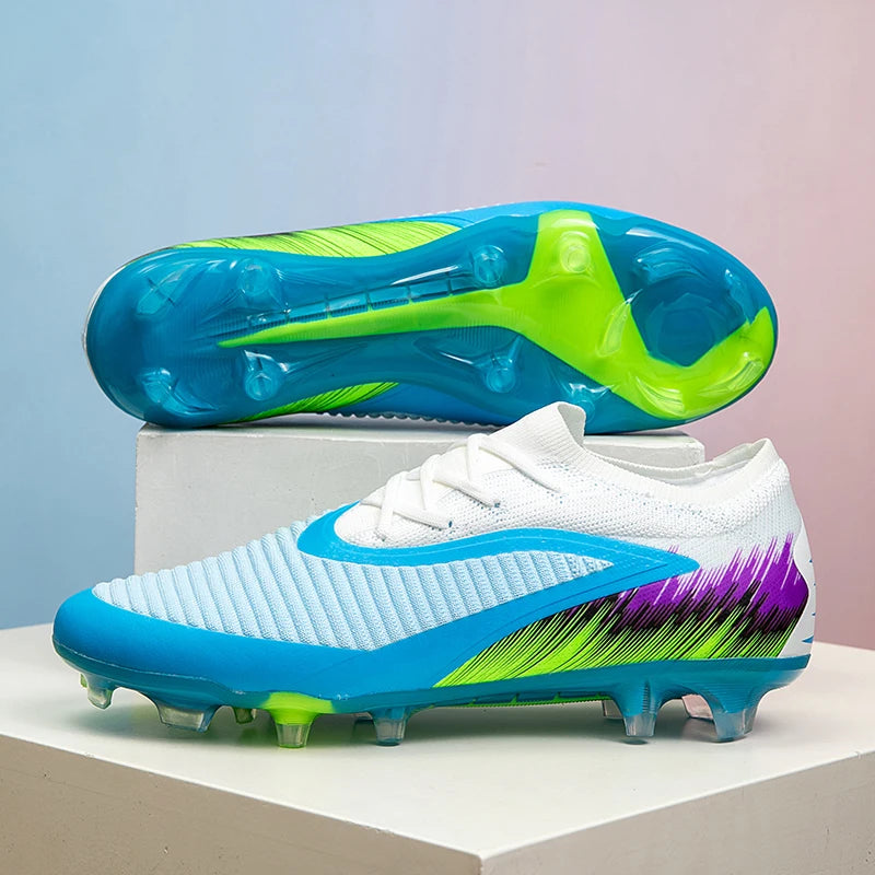 Football Shoes Men Quality Outdoor Training Soccer Boots Black White Long Spike Suitable for Teenager Boys Big Size