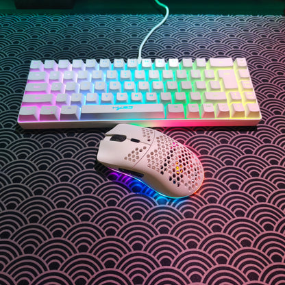 Conjunto gaming portátil HXSJ 60% RGB de teclado y ratón: teclado de membrana con cable de 68 teclas y ratón inalámbrico ligero de 3 modos para PC y Mac