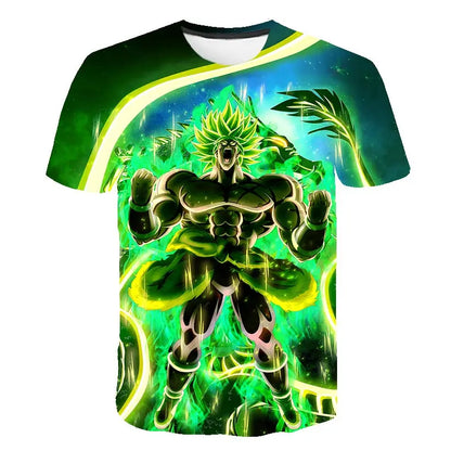 T-shirt Dragon Ball para Criança, Top Tee Anime Figures Son Goku Super Saiyan, T-shirt para Rapaz, Roupa Infantil de Verão de Manga Curta