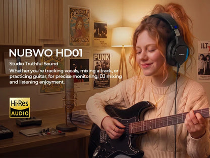 Casque studio NUBWO HD01, casque filaire haute résolution, casque circum-auriculaire léger, casque fermé pour DJ, pour piano, guitare, ampli, enregistrement