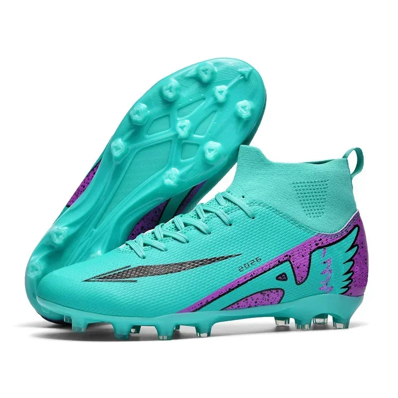 Nouvelles chaussures de football pour hommes, chaussures de sport d'extérieur, ultra-légères, de haute qualité, à cheville haute, chaussures de football en salle antidérapantes, futsal antidérapant.