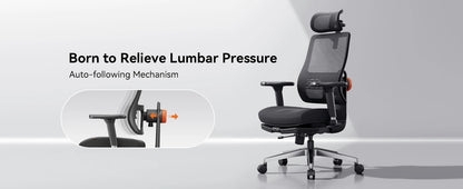 NEWTRAL MagicH-BPro Ergonomic Office Chair with Footrest, Auto-Following Backrest, Adjustable Lumbar Support, Executive Mesh Chair