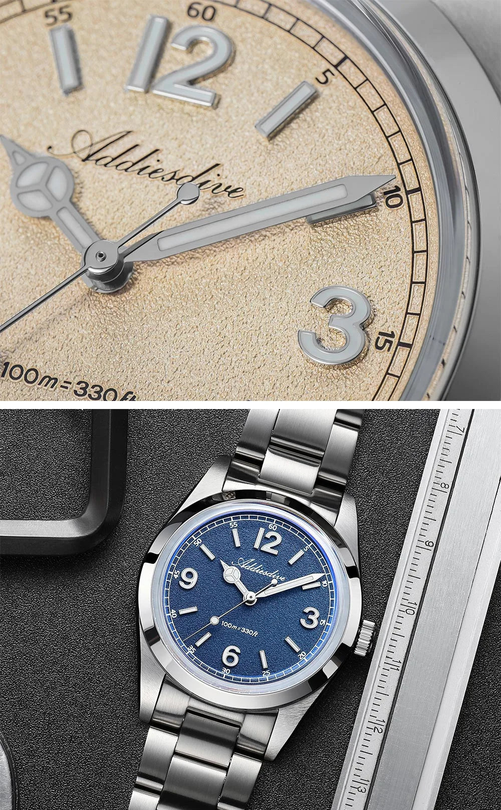 ADDIESDIVE 36mm Orologio da uomo in offerta AD2518, vetro bombato, acciaio inox 316L, impermeabile 100m, al quarzo