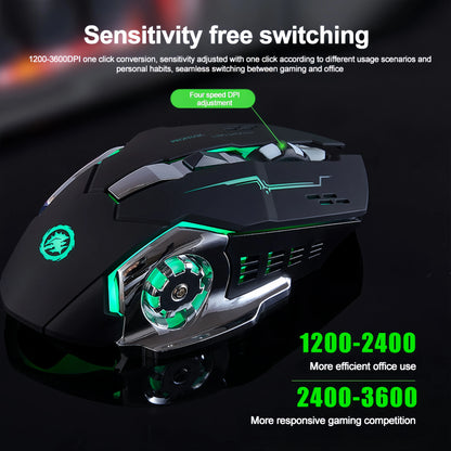 KEBIDUMEI Dual-Mode Bluetooth 5.2-mus 2.4G trådlös mus RGB-gamingmus uppladdningsbar tyst mus 3600 DPI möss för bärbar dator