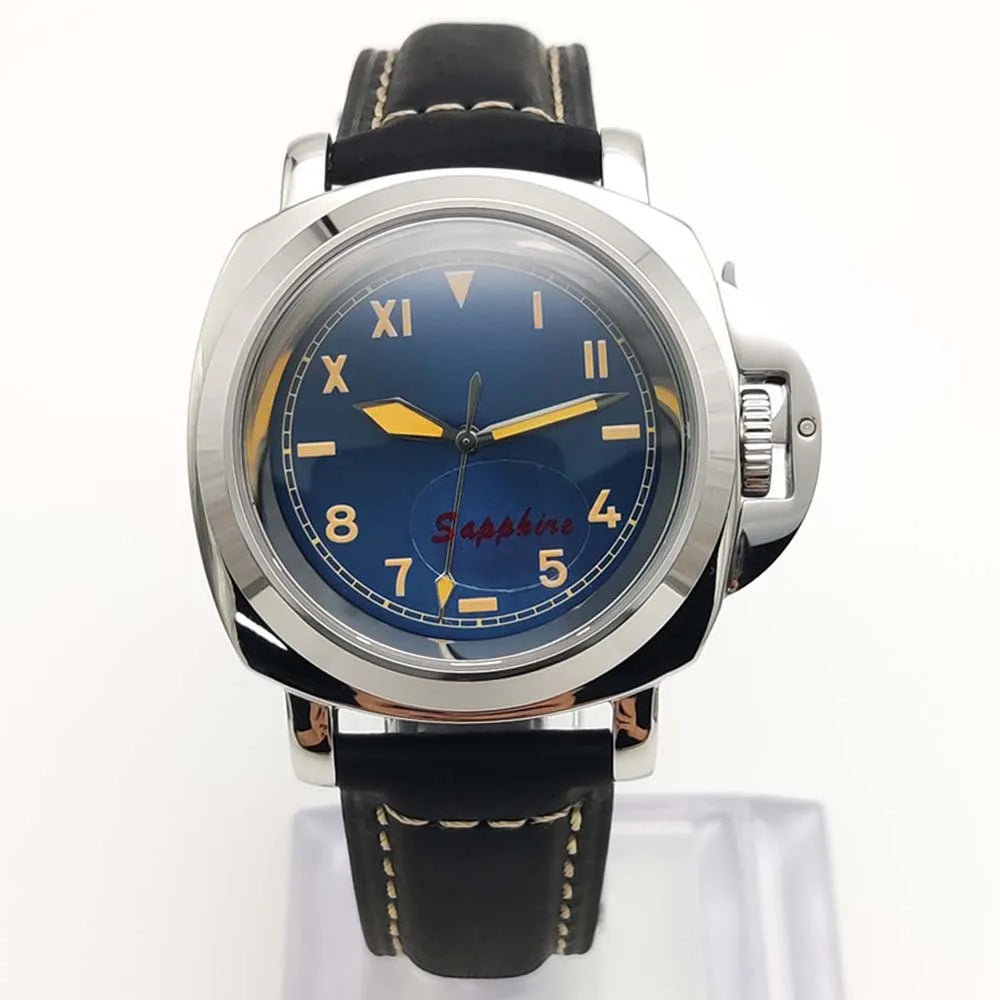 Parnsrpe Men's Automatic Mechanical NH35 Watch Polished Case Sapphire Glass Leather Strap 40mm Men's Watch