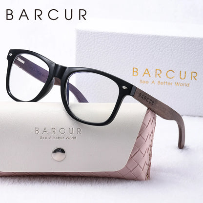 BARCUR Natural Wood Polarizing PC Oval Women Sunglasses Dark Luxury Texture Wooden Mirror Legs Sunscreen UVA*B Women Sunglasses