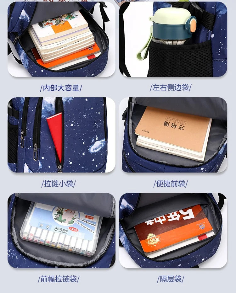 Mochila Fortnite Céu Estrelado de Grande Capacidade, Impermeável, com Compartimento para Portátil e Estampado de Personagem do Jogo, para Estudantes, Rapazes e Raparigas, Regresso às Aulas