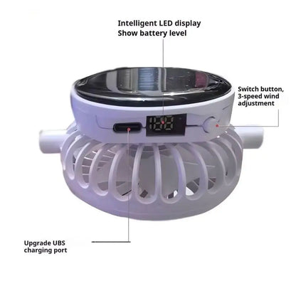 Prodyšný sluneční klobouk — solární ventilátor, nabíjení přes USB