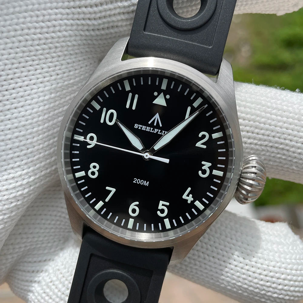STEELFLIER Official SF743 Pilot VH31 Quartz Movement Big Onion Crown 200M Waterproof Sapphire Crystal Luxury Dive Luminous Watch