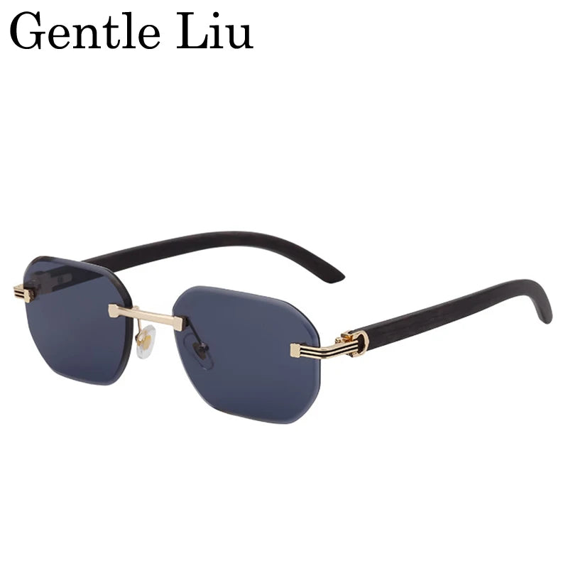 Vintage Square Rimless Sunglasses Men 2026 Luxury Brand Trendy Frameless Punk UV400 Eyewear Anti Blue Light Prescription Glasses