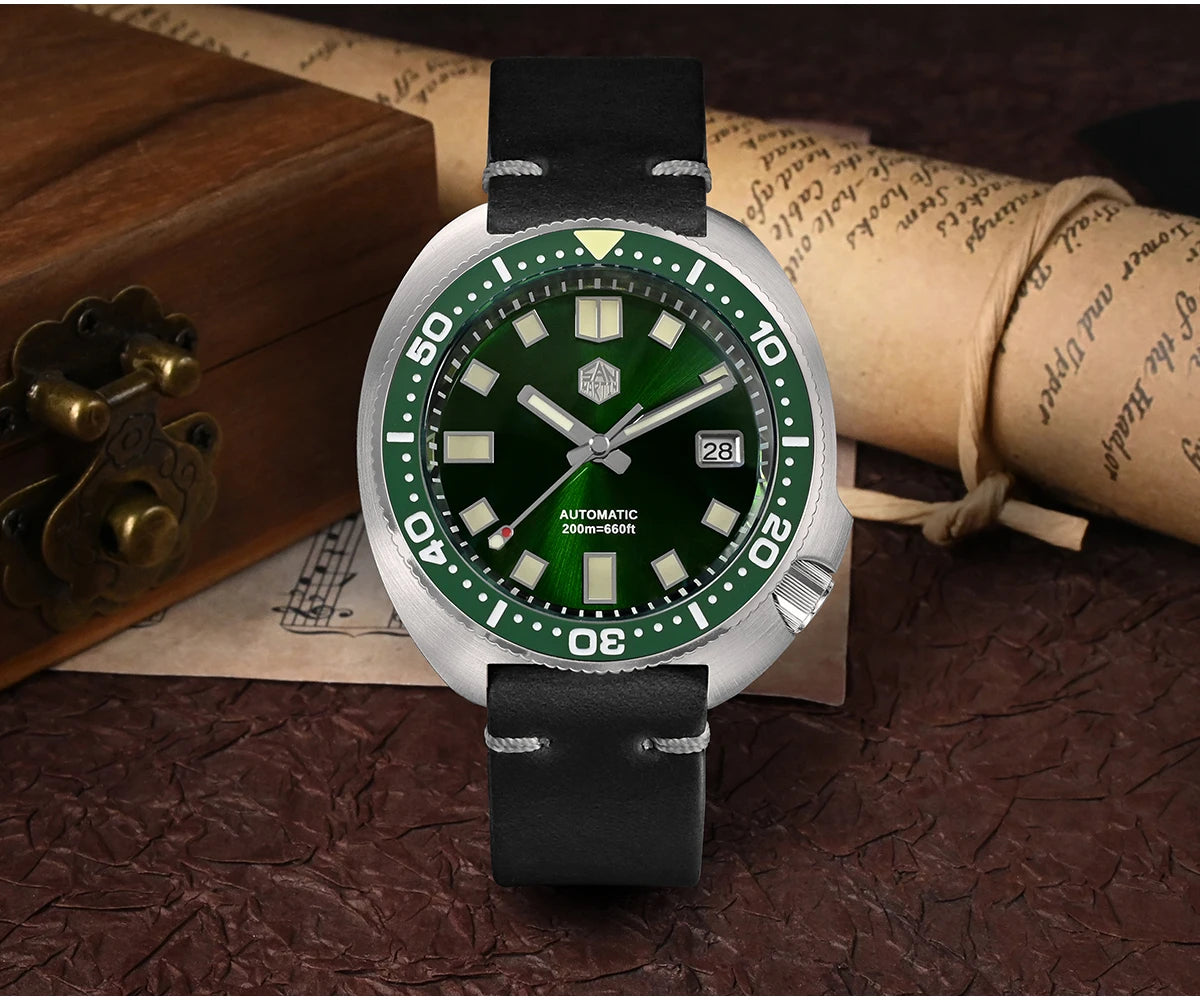 San Martin Turtle Men's Diver Watch 44mm NH35 Automatic Mechanical Wristwatch Sapphire Waterproof 200m Luminous Watches SN0047
