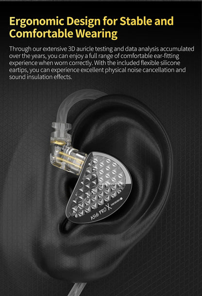 Auricolari in-ear monitor KZ AS16 PRO X HiFi – cuffie cablate con microfono e 8 driver ad armatura bilanciata