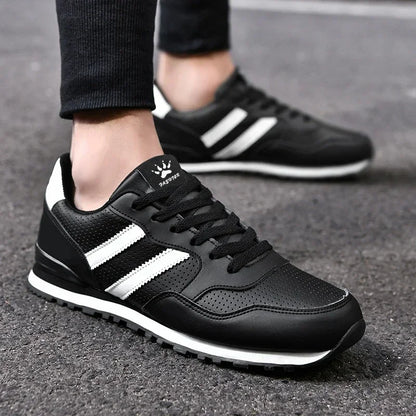 Jesienne buty sportowe męskie, płaskie buty do biegania, białe, trwałe, klasyczne buty casualowe, niskie, modne buty trekkingowe i do chodzenia