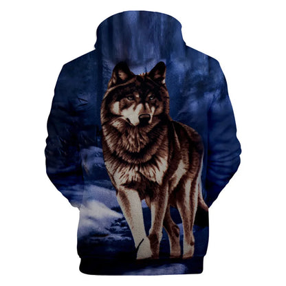 Sweatshirt com Capuz Cool Space Galaxy Wolf para Homem — Lobo Brilhante, Estilo Fashion, Pullover de Primavera e Outono
