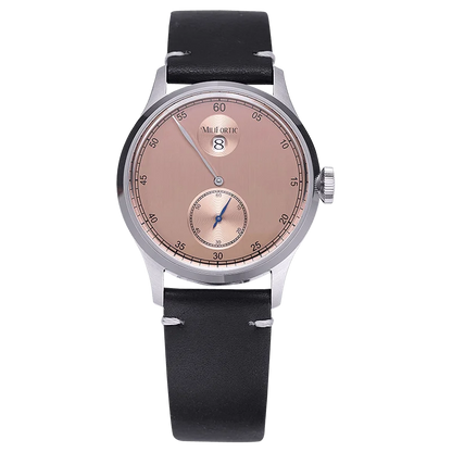 Milifortic Jumping Hour Auto R077 Vintage Small Seconds ST17 Movement Jump Hour Salmon Dial Men Watches