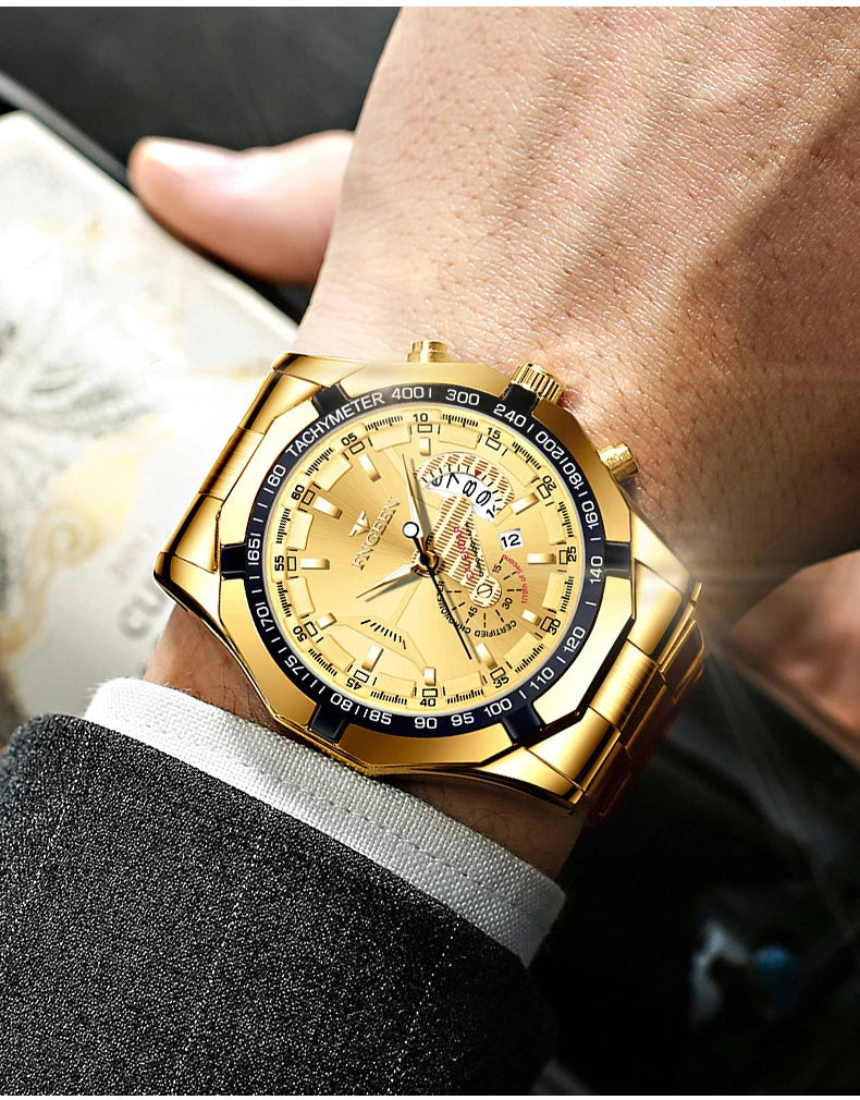 Montre-bracelet à quartz de luxe BINBOND pour homme, lumineuse, étanche, date automatique, en acier inoxydable