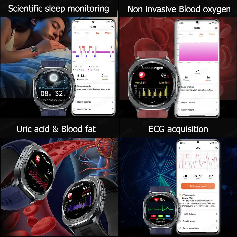 2026 New Health Track Smartwatch Air Pump Airbag True Blood Pressure Health Measure Smart Watch for Men and Women Blood Oxygen BT Call
