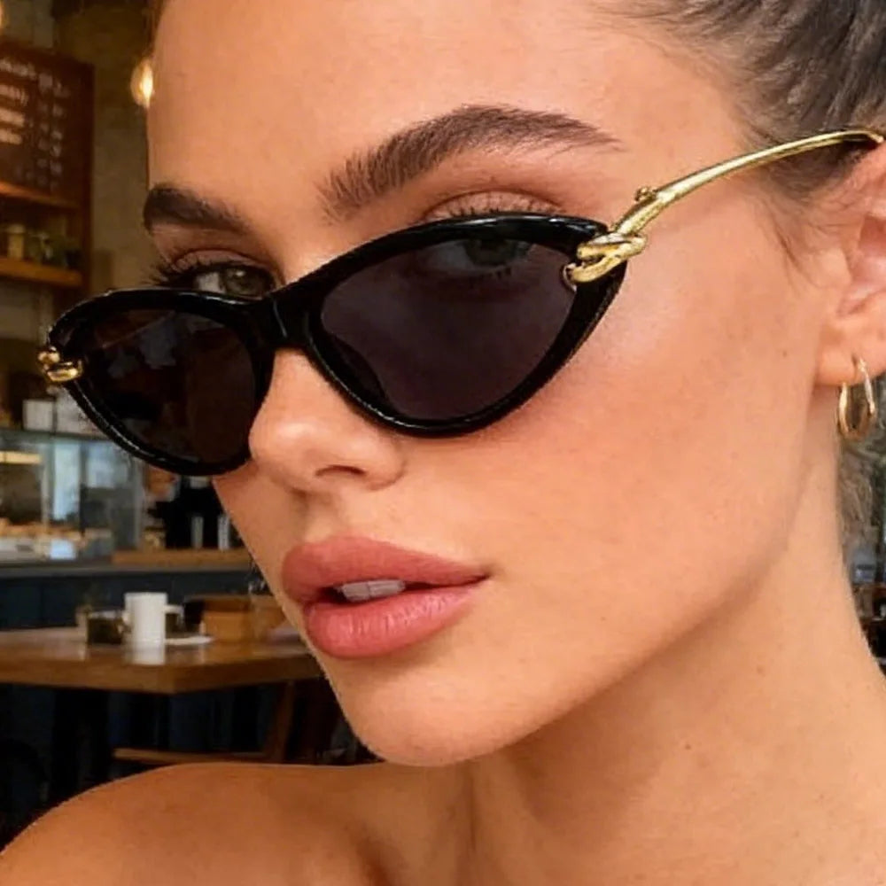 vintage small cat eye sunglasses for women new fashion beige gradient alloy sun glasses ladies elegant driving shades uv400