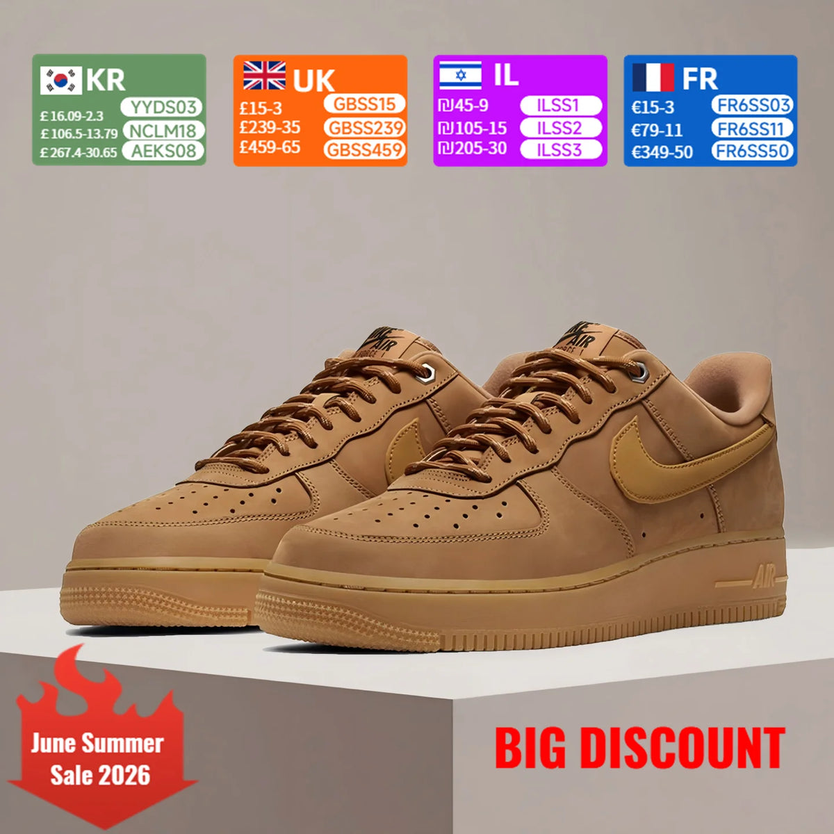 Nike Air Force 1 '07 Stílusos és sokoldalú Csúszásmentes és tartós gördeszkás cipő Klasszikus barna CJ9179-200
