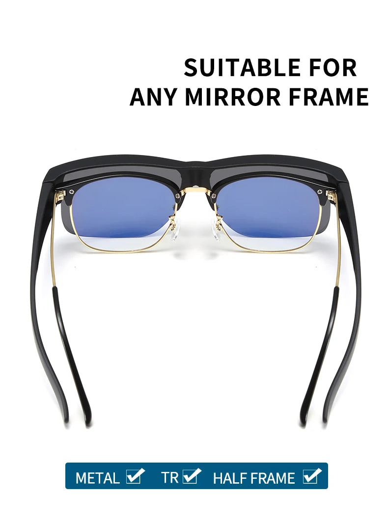 Men For Polarized Sunglasses Myopia Wear Over Prescription Glasses Photochromic Black Lens Half Frame Glasses Vintage Eyewear