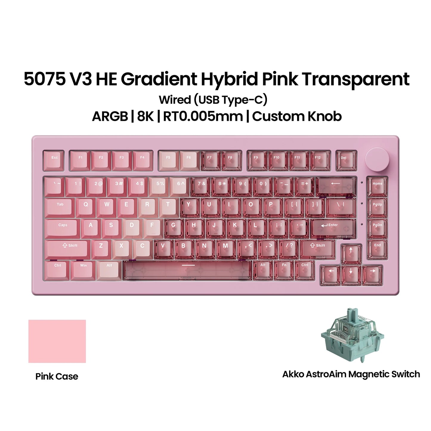 Akko 5075 V3 HE Magnetic Keyboard 75% Custom Mechanical Gaming Keyboard Rapid Trigger 0.005mm 8K Polling Rate ARGB