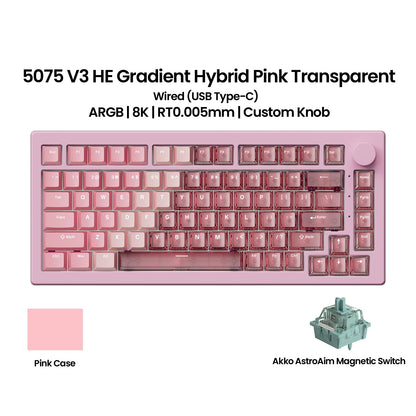Akko 5075 V3 HE Magnetic Keyboard 75% Custom Mechanical Gaming Keyboard Rapid Trigger 0.005mm 8K Polling Rate ARGB