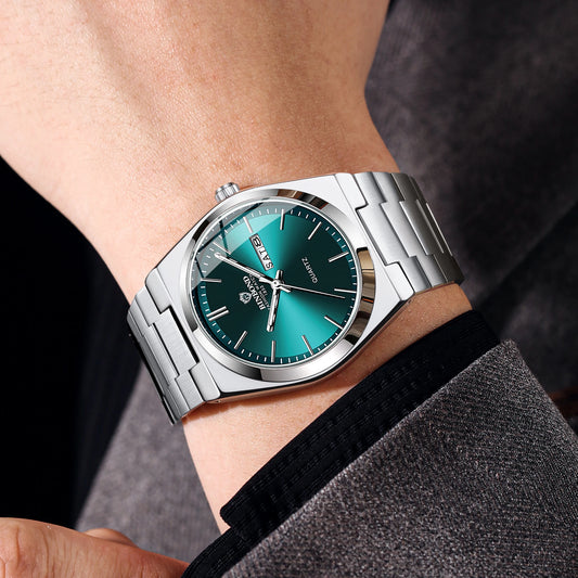 Montre-bracelet à quartz de luxe BINBOND, lumineuse, étanche, jour de la semaine, date automatique, bracelet en acier, style business, sport, mode et décontracté.
