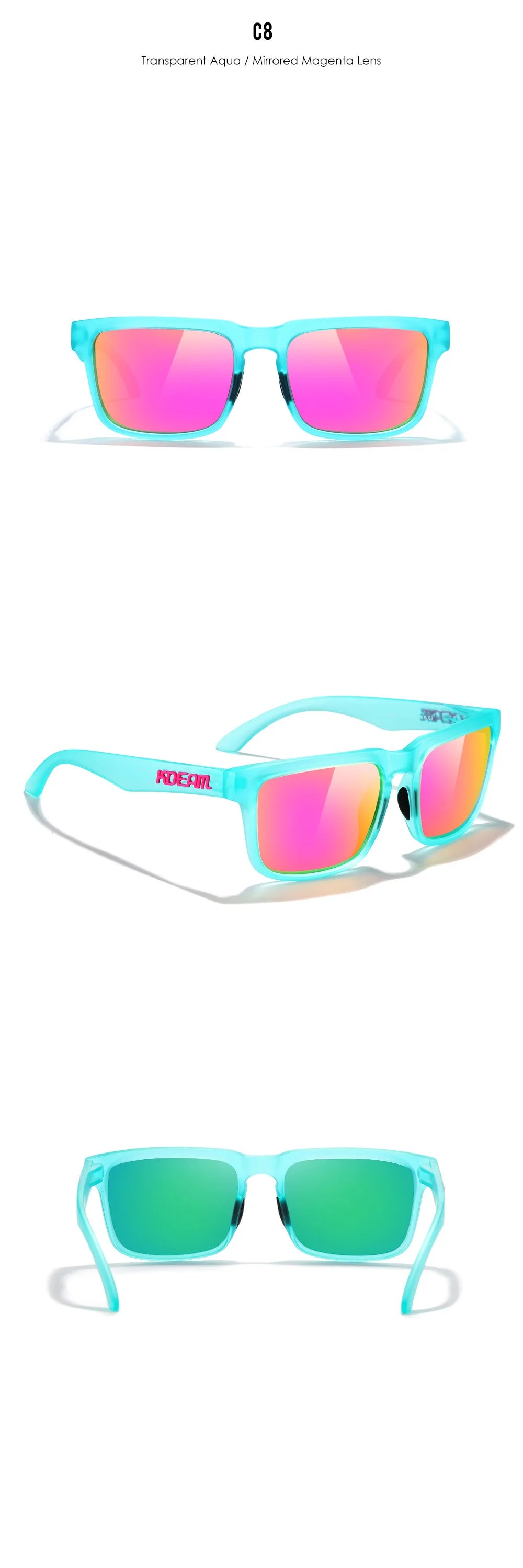 New Colors KDEAM-PLUS Large Size Square Unisex Sunglasses Polarized Photochromic Oversized Sun Glasses Fashion Anti Glare Mirror