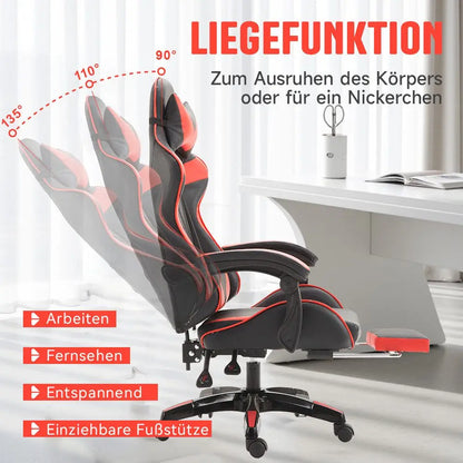 Gaming Chair Gaming Armchair Height Adjustable Office Chair with Adjustable Reclining Function with Cat Ears and Pillows