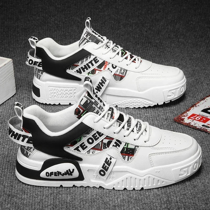 Zapatillas de hombre tipo skate para verano, en cuero, informales y de moda, para exterior, running, deporte, senderismo y tenis, con plataforma, diseño de lujo