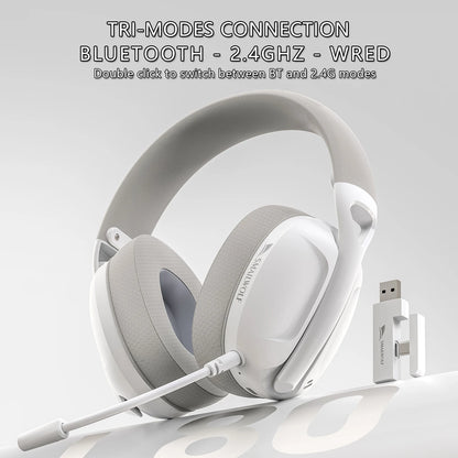 SMAILWOLF L80 Wireless Gaming Headset – Bluetooth 5.0 & 2.4GHz Triple-Mode Headphones with Microphone for PC, Laptop & Mobile Gaming